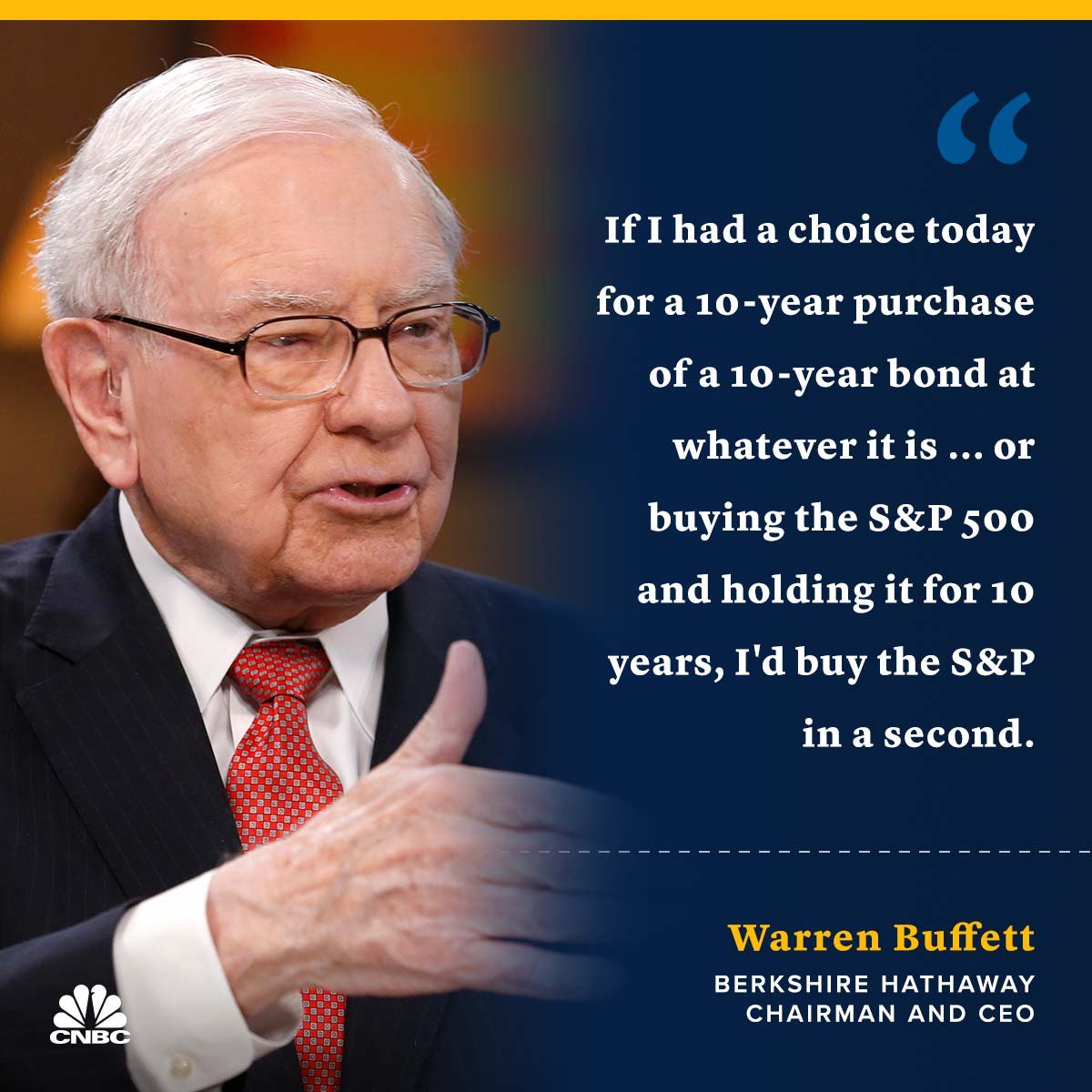 CNBC on X: "Between stocks and bonds for the next 10 years I would choose the S&P 500 "in a second," Warren Buffett says. https://t.co/PXy5J5kj6T https://t.co/jTiqHnh0Ws" / X