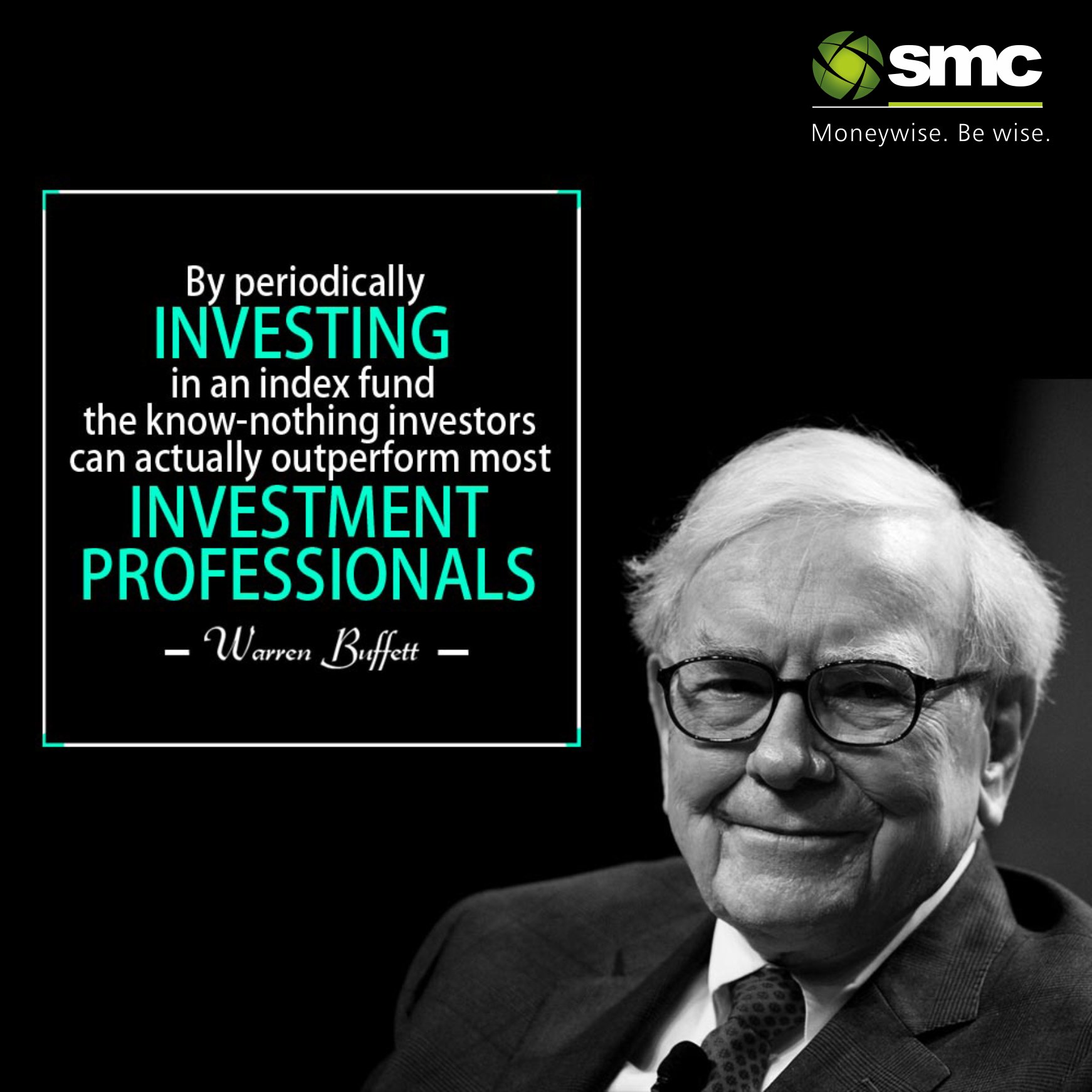 SMC Global on X: "By periodically investing in an index fund the know-nothing investors can actully outperform most investment professionals. -Warren Buffett #investing #professionals #indexfund #fund #investors #onlinetrading #sharemarket #smc ...